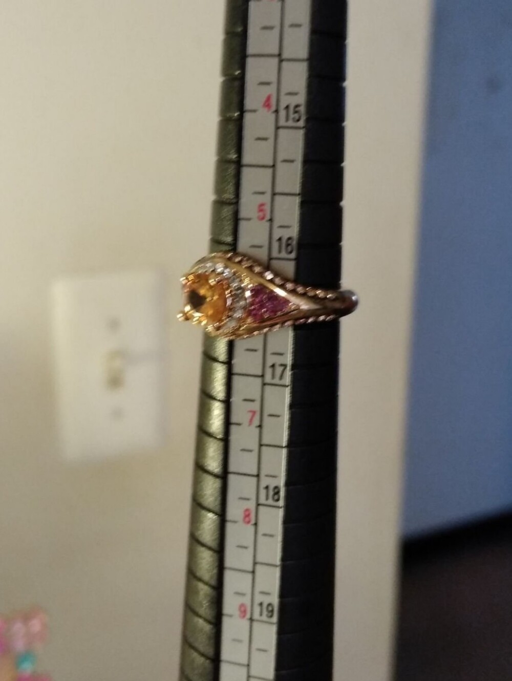 Vintage 14k Gold Over Silver Round Morganite Pink Tourmaline Accent Ring sz 6 - Picture 7 of 12